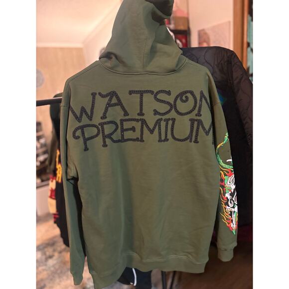 NWT SZ L - Watson Premium White Tiger Hoodie, Olive - Picture 2 of 3